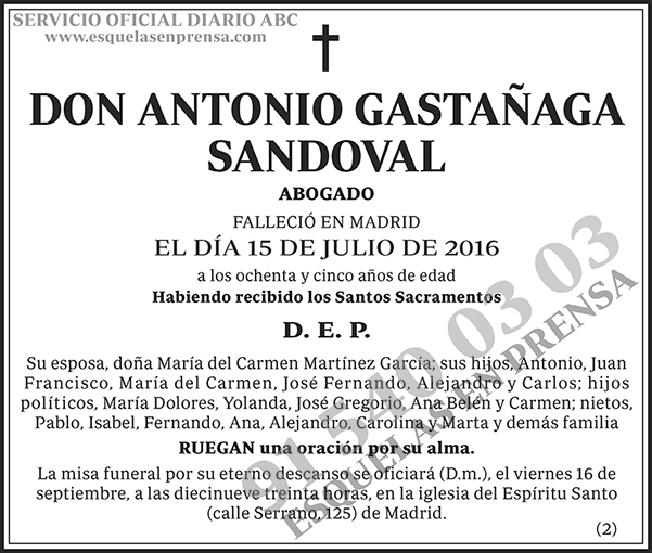 Antonio Gastañaga Sandoval